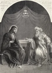 Chrystus i Nikodem, grawerowane przez S. Allena, z „The National Illustrated Family Bible”, wydanej ok. 1870 r.